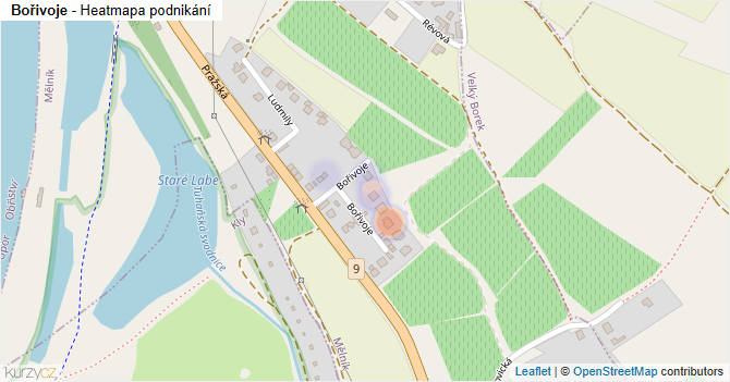 Bořivoje - mapa podnikání