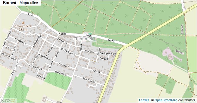 Borová - mapa ulice