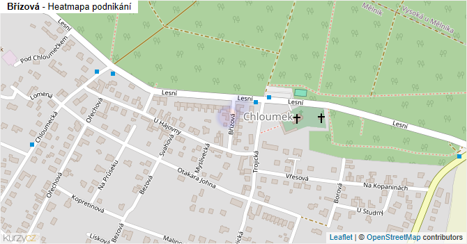Břízová - mapa podnikání