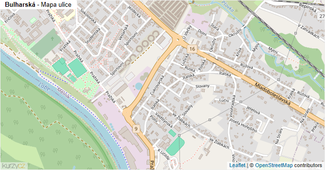 Bulharská - mapa ulice