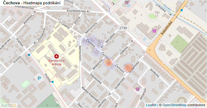 Čechova - mapa podnikání