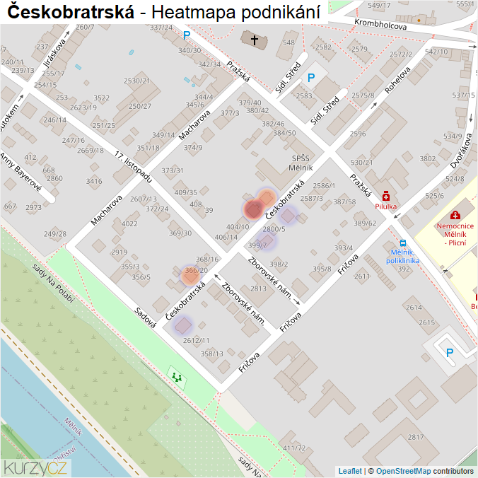 Mapa Českobratrská - Firmy v ulici.