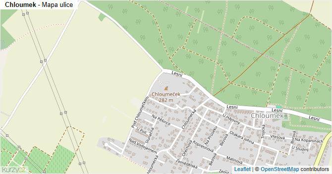 Chloumek - mapa ulice