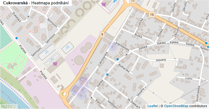 Cukrovarská - mapa podnikání