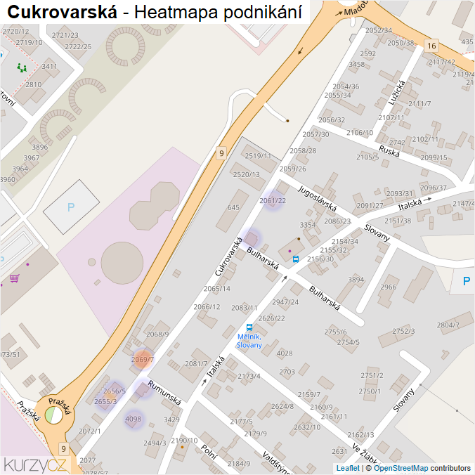 Mapa Cukrovarská - Firmy v ulici.