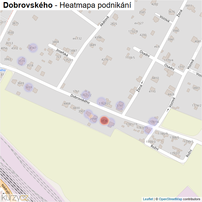 Mapa Dobrovského - Firmy v ulici.