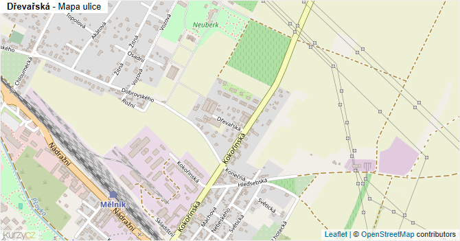 Dřevařská - mapa ulice