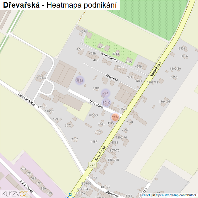 Mapa Dřevařská - Firmy v ulici.