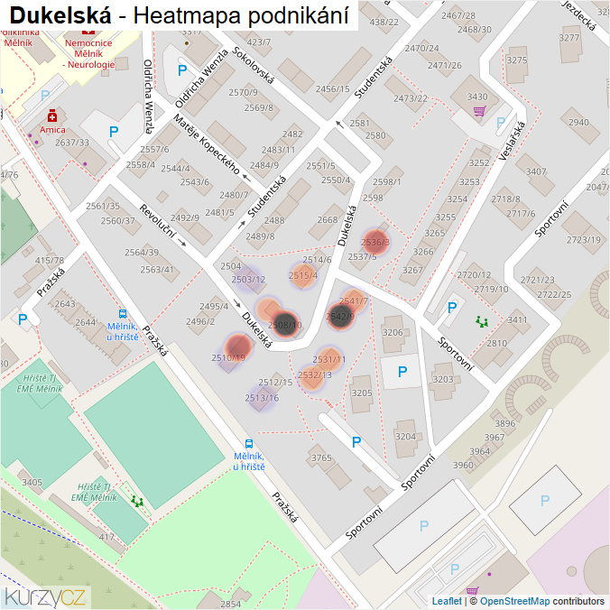 Mapa Dukelská - Firmy v ulici.