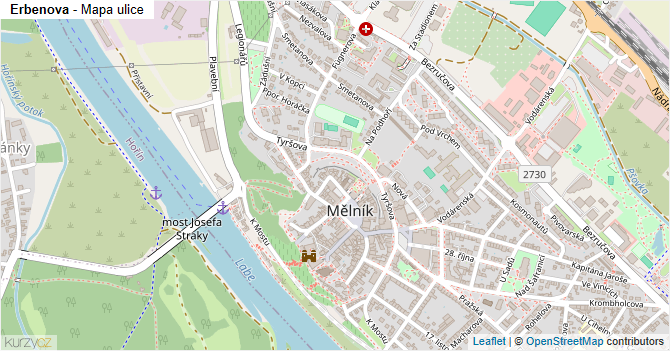 Erbenova - mapa ulice