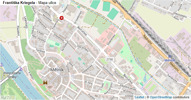 Františka Kriegela - mapa ulice