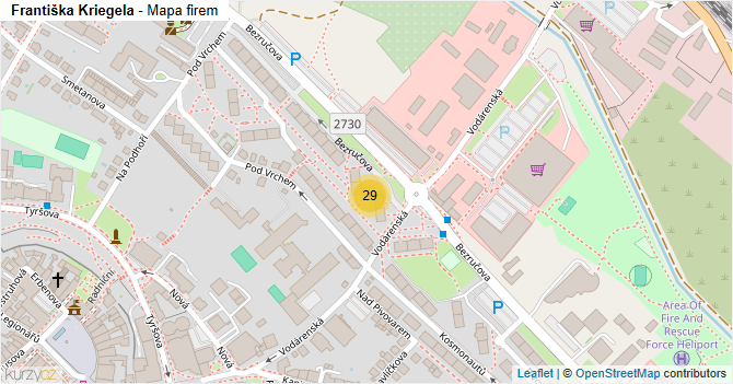 Františka Kriegela - mapa firem