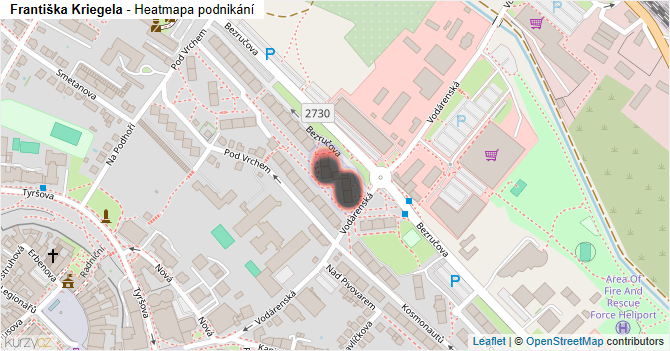 Františka Kriegela - mapa podnikání