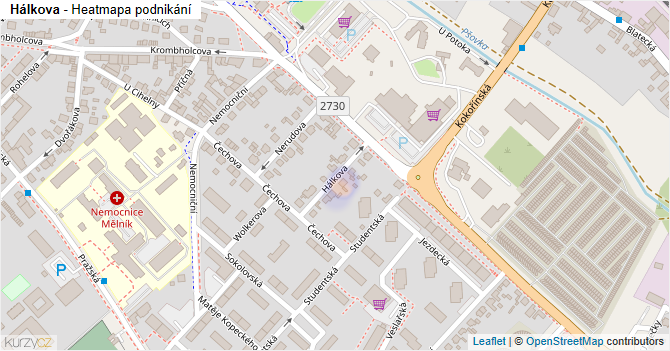 Hálkova - mapa podnikání