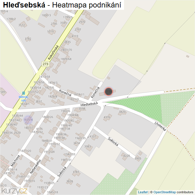 Mapa Hleďsebská - Firmy v ulici.