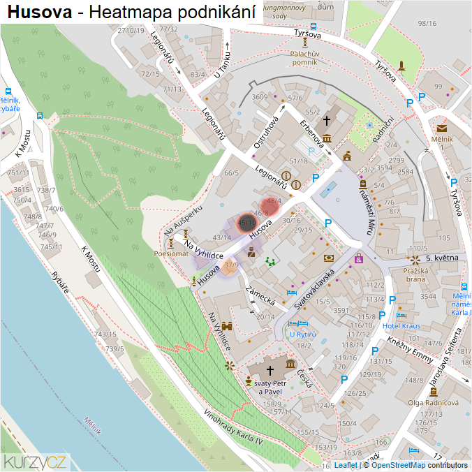 Mapa Husova - Firmy v ulici.