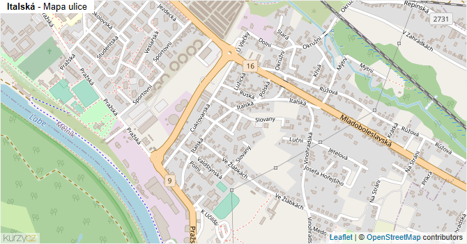 Italská - mapa ulice