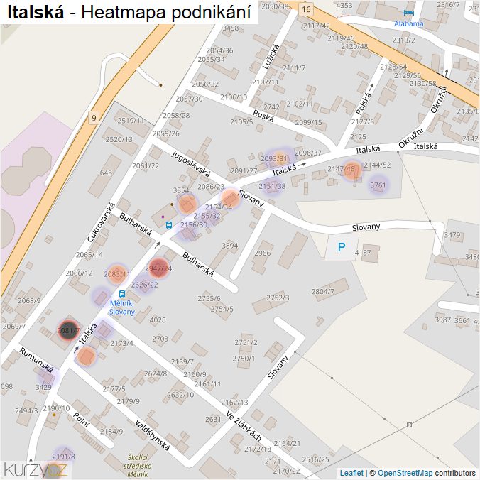 Mapa Italská - Firmy v ulici.