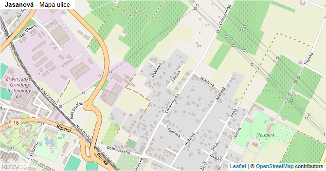Jasanová - mapa ulice