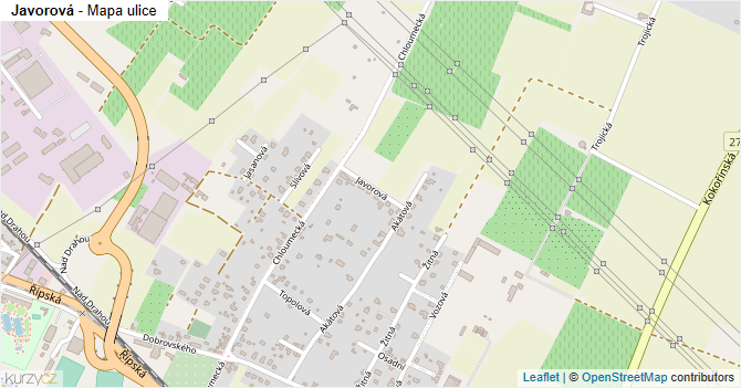 Javorová - mapa ulice