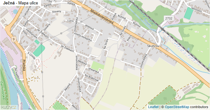 Ječná - mapa ulice