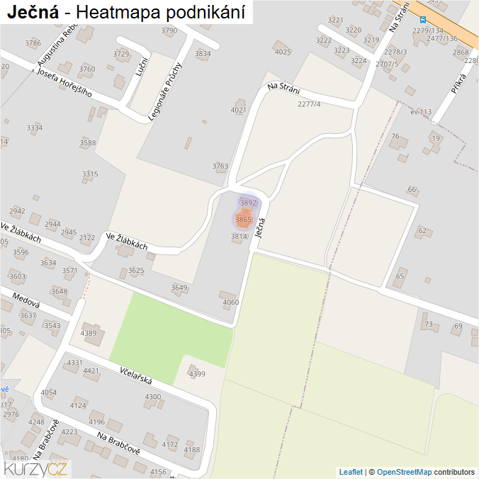 Mapa Ječná - Firmy v ulici.
