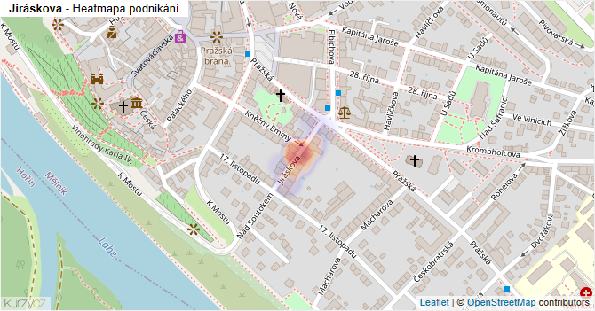 Jiráskova - mapa podnikání