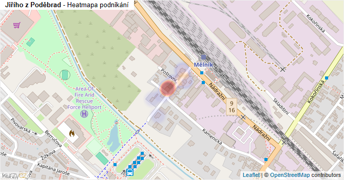 Jiřího z Poděbrad - mapa podnikání
