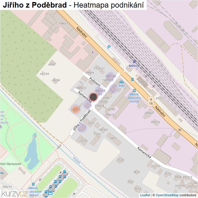 Mapa Jiřího z Poděbrad - Firmy v ulici.