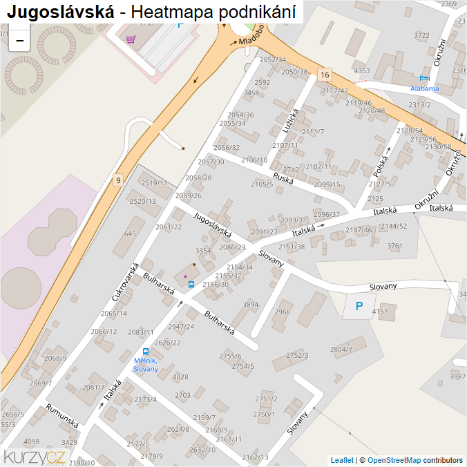 Mapa Jugoslávská - Firmy v ulici.