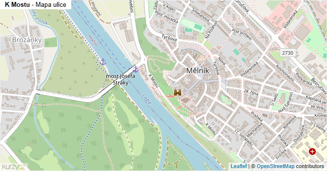 K Mostu - mapa ulice