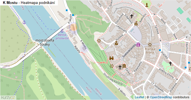 K Mostu - mapa podnikání
