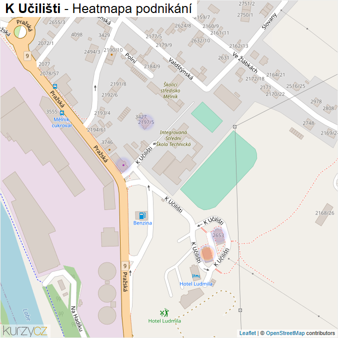Mapa K Učilišti - Firmy v ulici.