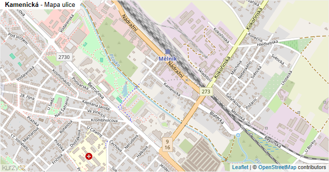 Kamenická - mapa ulice