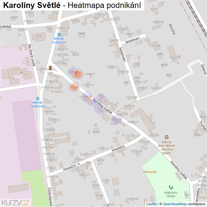 Mapa Karoliny Světlé - Firmy v ulici.