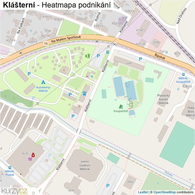 Mapa Klášterní - Firmy v ulici.