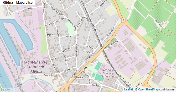 Klidná - mapa ulice