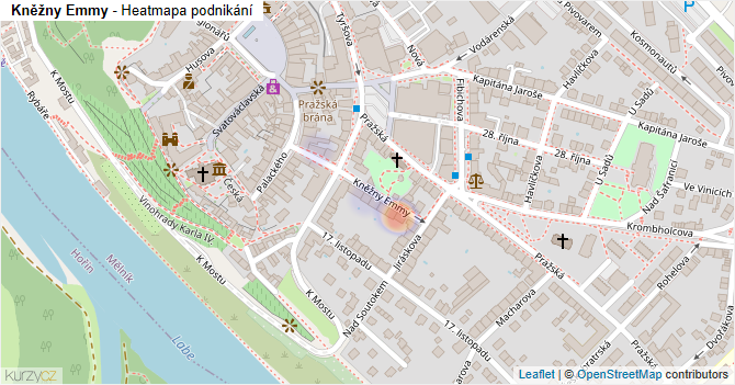 Kněžny Emmy - mapa podnikání