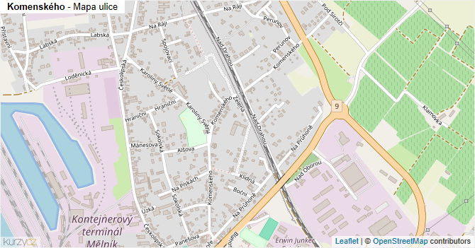 Komenského - mapa ulice