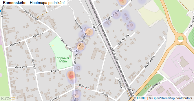 Komenského - mapa podnikání