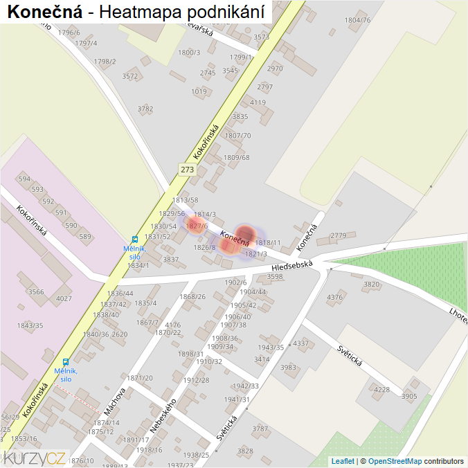 Mapa Konečná - Firmy v ulici.