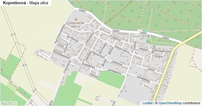 Kopretinová - mapa ulice