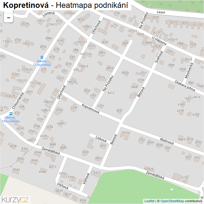 Mapa Kopretinová - Firmy v ulici.