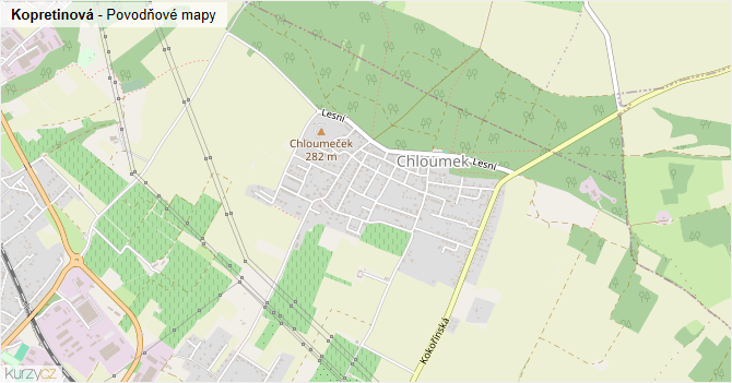 Kopretinová - záplavové mapy stoleté vody