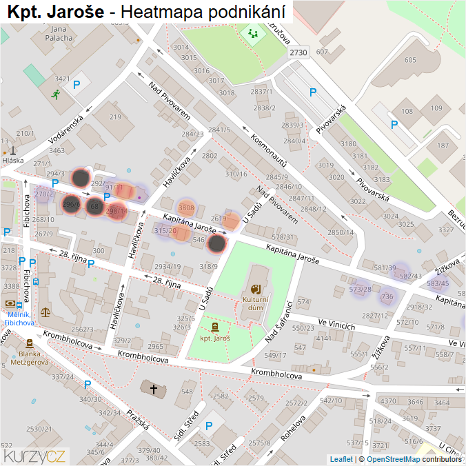 Mapa Kpt. Jaroše - Firmy v ulici.