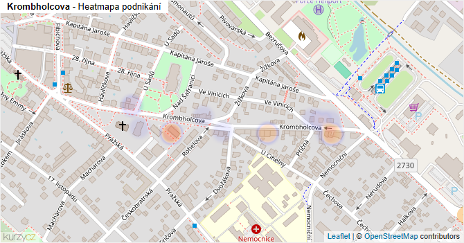 Krombholcova - mapa podnikání