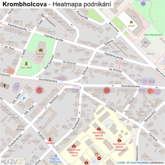 Mapa Krombholcova - Firmy v ulici.