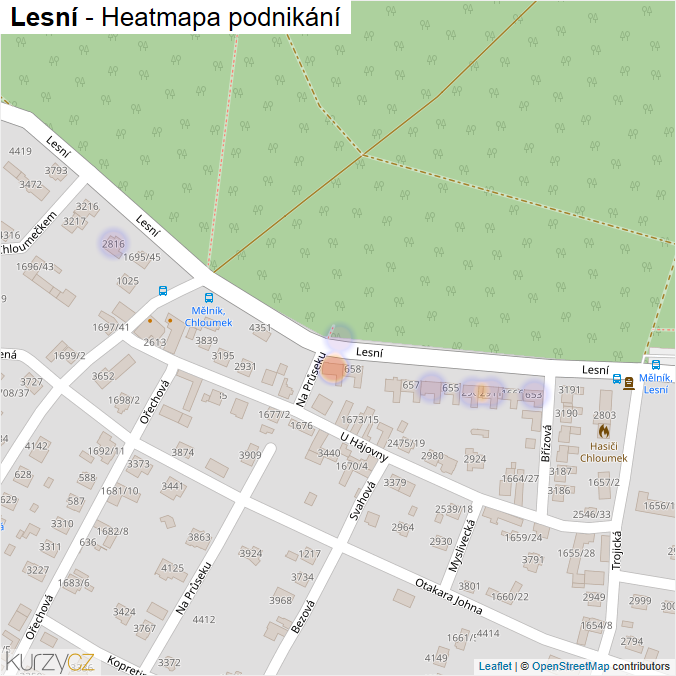 Mapa Lesní - Firmy v ulici.