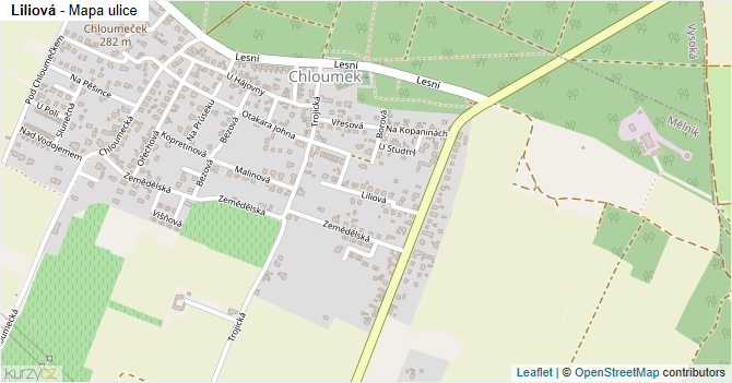 Liliová - mapa ulice