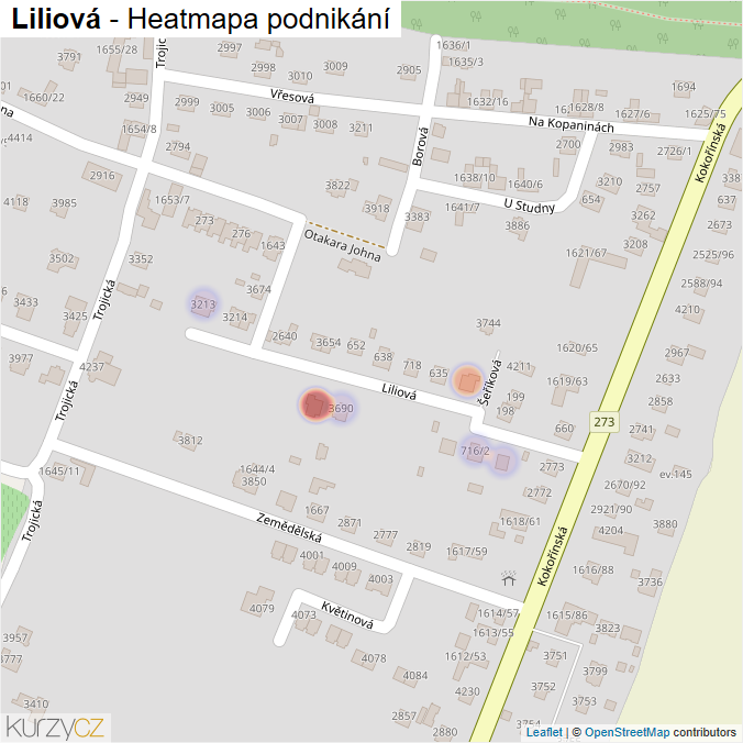 Mapa Liliová - Firmy v ulici.